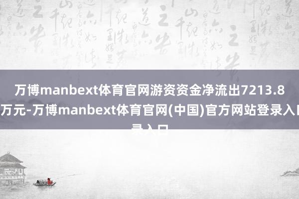 万博manbext体育官网游资资金净流出7213.83万元-万博manbext体育官网(中国)官方网站登录入口